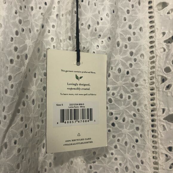NWT Spell Lottie Eyelet Wide Leg Pants White Size S - Picture 7 of 14